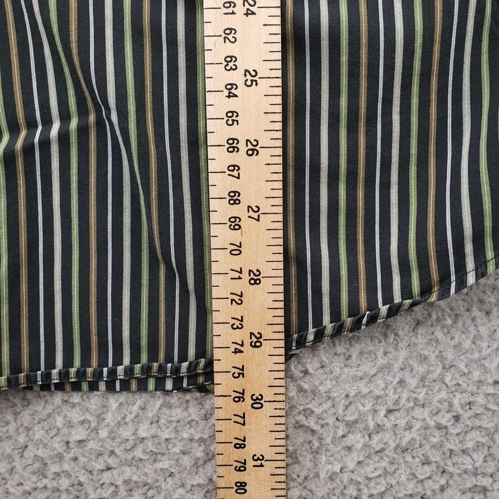 Banana Republic Shirt Mens Large 16 16.5 Black Sriped‎ Classiccore Button Up